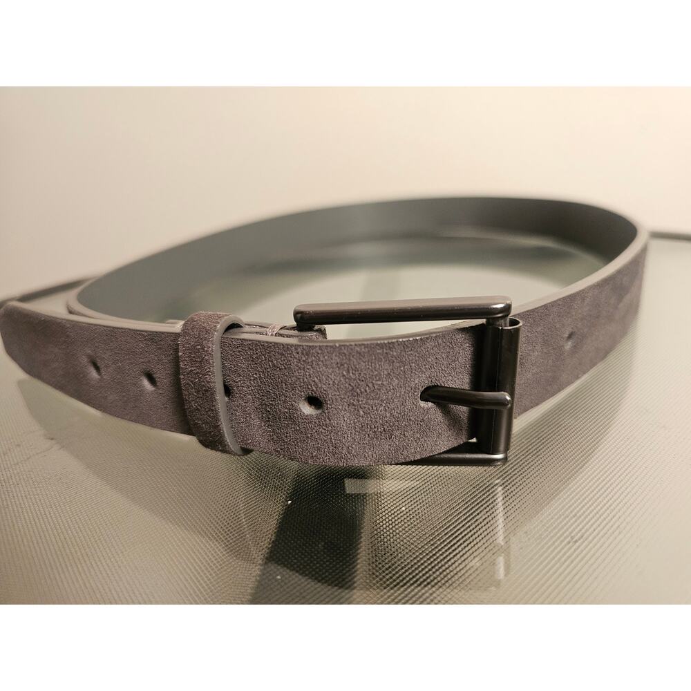 Express 34/36 Genuine Leather Belt Silver Tone Brushed Buckle